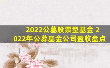 2022公墓股票型基金 2022年公募基金公司盈收盘点